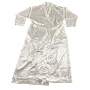Vintage Christian Dior 10980's Satin Lace Trim Bath Robe - Medium